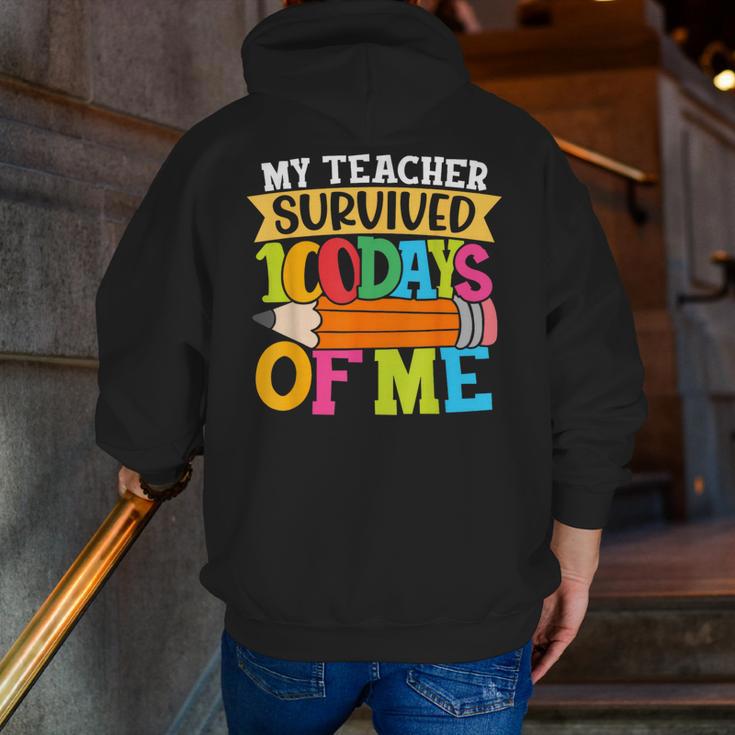 My Teacher Survived 100 Days Of Me 100th Day Of School Kids Men Zip Up Hoodie Back Print, funny gift My Teacher Survived 100 Days Of Me 100th Day Of School Kids Men Zip Up Hoodie Back Print, funny gift