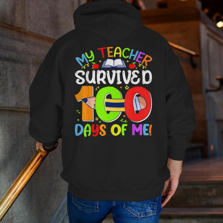 My Teacher Survived 100 Days Of Me 100 Days Of School Men Zip Up Hoodie Back Print, funny gift My Teacher Survived 100 Days Of Me 100 Days Of School Men Zip Up Hoodie Back Print, funny gift