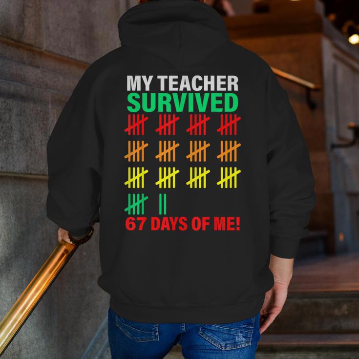 My Teacher Survived 67 Days Of Me School Kids Costume Men Zip Up Hoodie Back Print, funny gift My Teacher Survived 67 Days Of Me School Kids Costume Men Zip Up Hoodie Back Print, funny gift