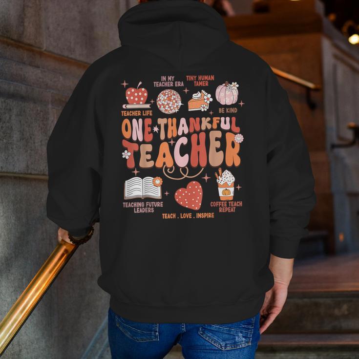 Teacher Thanksgiving Shirt Women One Thankful Teacher Fall Men Zip Up Hoodie Back Print, funny gift