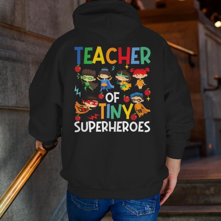 Teacher Of Tiny Superheroes Teach 100th Day Of School Men Women Girls Kids Men Zip Up Hoodie Back Print, funny gift