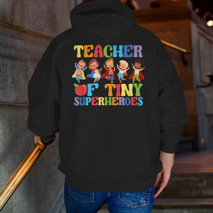 Teacher Of Tiny Superheroes Teach 100th Day Of School Men Zip Up Hoodie Back Print, funny gift Teacher Of Tiny Superheroes Teach 100th Day Of School Men Zip Up Hoodie Back Print, funny gift
