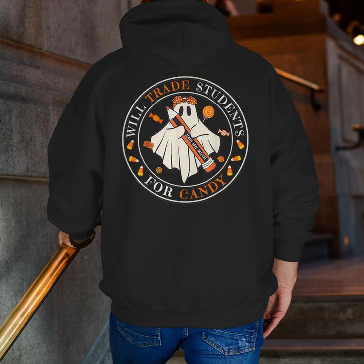 Teacher Will Trade Students For Candy Easy Halloween Costume Men Zip Up Hoodie Back Print, funny gift