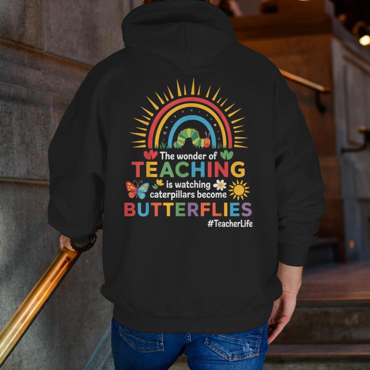 Teacher The Wonder Of Teaching Is Watching Caterpillar Men Zip Up Hoodie Back Print, funny gift