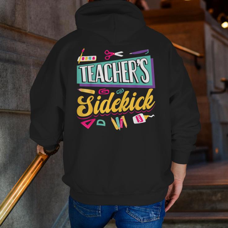 Teacher's Sidekick Teacher Assisting Teaching Assistant Men Zip Up Hoodie Back Print, funny gift Teacher's Sidekick Teacher Assisting Teaching Assistant Men Zip Up Hoodie Back Print, funny gift