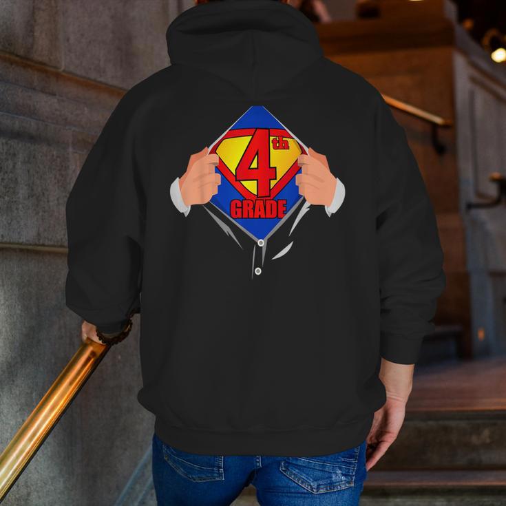 Teachers Are Superheroes 4th Grade Super Teacher Staff Men Women Men Zip Up Hoodie Back Print, Super Teacher Hoodies, 4th Grade Teacher Hoodies, funny gift