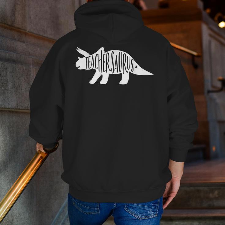 Teachersaurus Like A Normal Teacher Awesome Dinosaur Teacher Men Women Girls Kids Men Zip Up Hoodie Back Print, funny gift