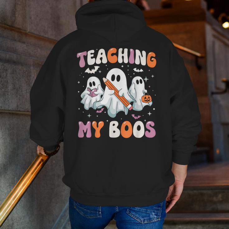 Teaching My Boos Teacher Cute Ghost Teacher Halloween Men Zip Up Hoodie Back Print, funny gift