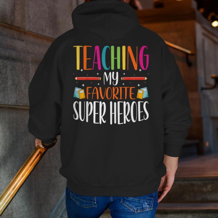 Teaching My Favorite Superheros Men Women SPED Teacher Men Zip Up Hoodie Back Print, funny gift