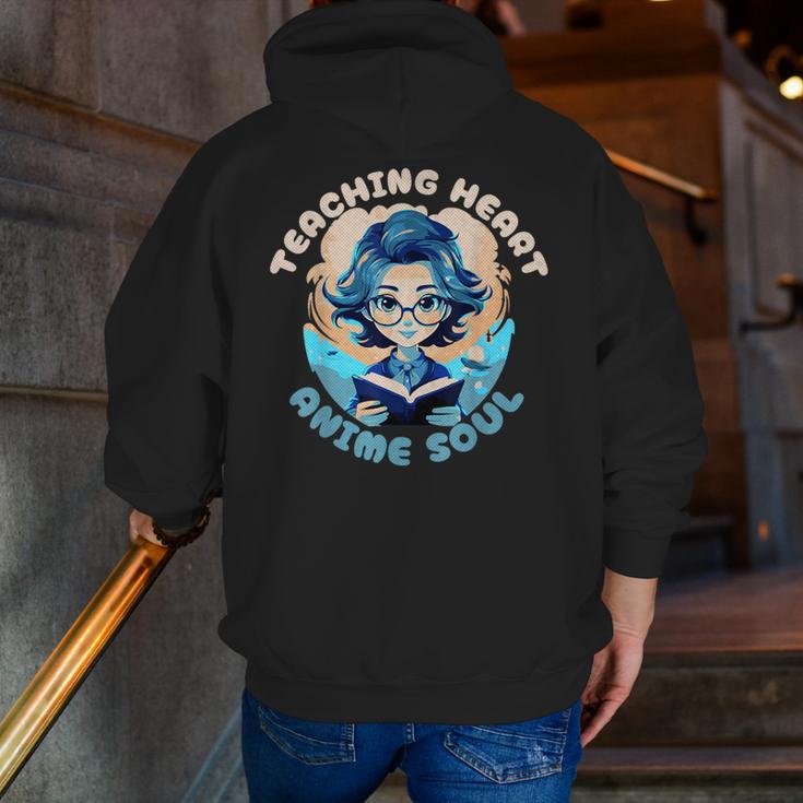 Teaching Heart Anime Soul Teacher Otaku Manga Men Zip Up Hoodie Back Print, funny gift