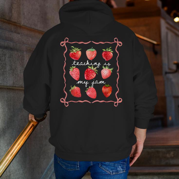 Teaching Is My Jam Strawberry Kinder Team Teacher Men Zip Up Hoodie Back Print, funny gift Teaching Is My Jam Strawberry Kinder Team Teacher Men Zip Up Hoodie Back Print, funny gift