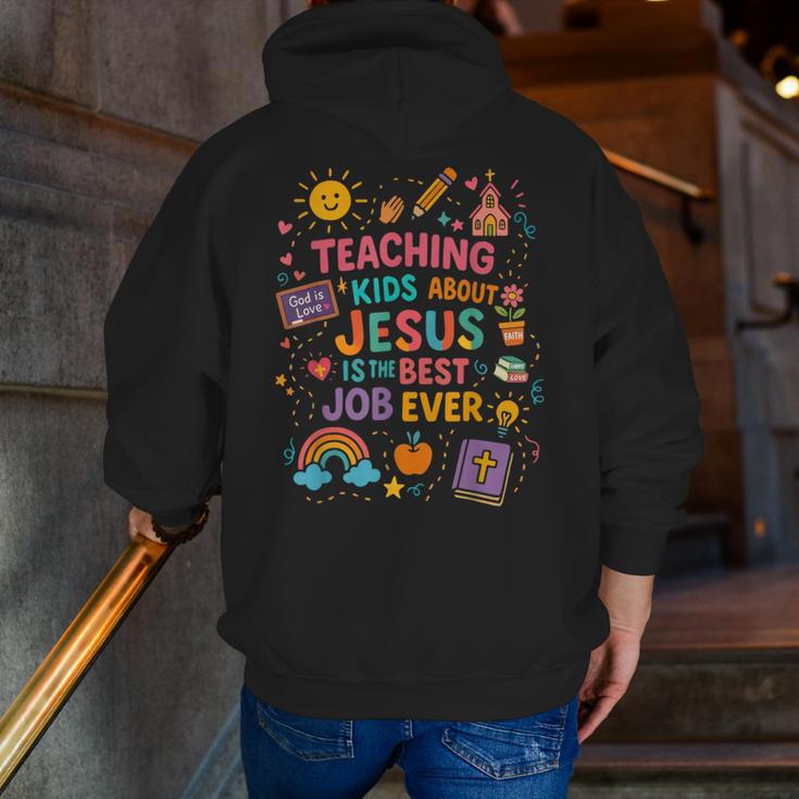 Teaching Kids About Jesus Is The Best Job Ever Bible Teacher Men Zip Up Hoodie Back Print, funny gift Teaching Kids About Jesus Is The Best Job Ever Bible Teacher Men Zip Up Hoodie Back Print, funny gift