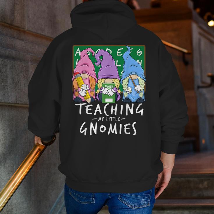 Teaching My Little Gnomies With Gnome For Teacher Women Men Zip Up Hoodie Back Print, funny gift