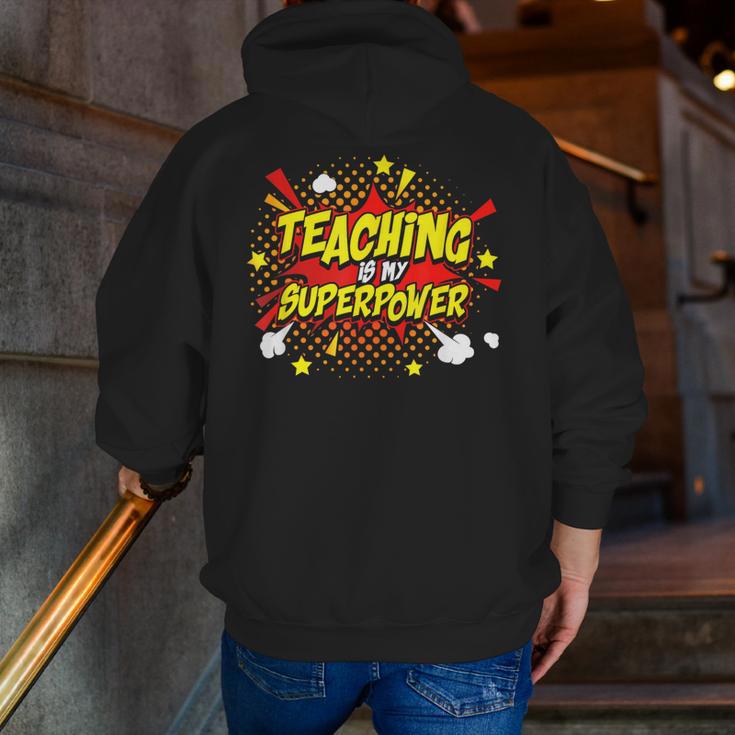 Teaching Is My Superpower Retro Comic Teacher Men Zip Up Hoodie Back Print, funny gift Teaching Is My Superpower Retro Comic Teacher Men Zip Up Hoodie Back Print, funny gift