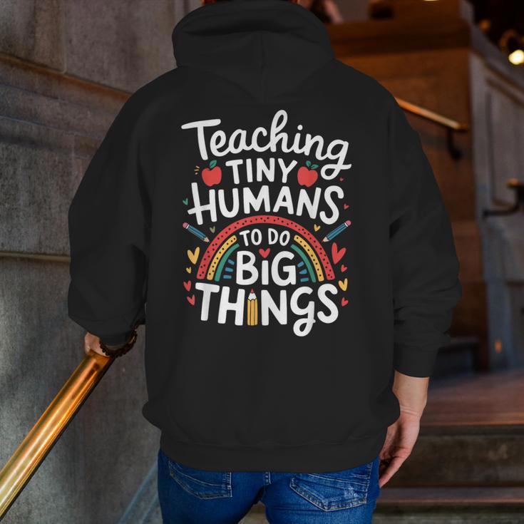 Teaching Tiny Humans Big Things I Teacher Men Zip Up Hoodie Back Print, funny gift Teaching Tiny Humans Big Things I Teacher Men Zip Up Hoodie Back Print, funny gift