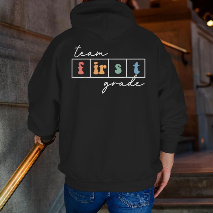 Team First Grade Back To School 1st Grade Teacher Kids Cute Men Zip Up Hoodie Back Print, First Grade Teacher Hoodies, funny gift