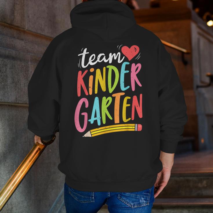 Team Kindergarten Teacher Student Back To School Men Zip Up Hoodie Back Print, funny gift