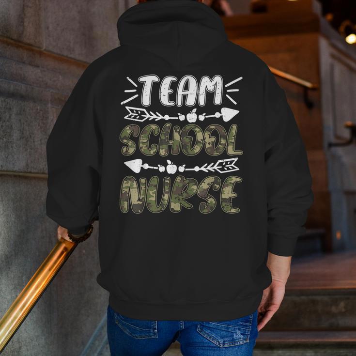 Team School Nurse Camo Teacher Student Back To School For Men Women Men Zip Up Hoodie Back Print, funny gift