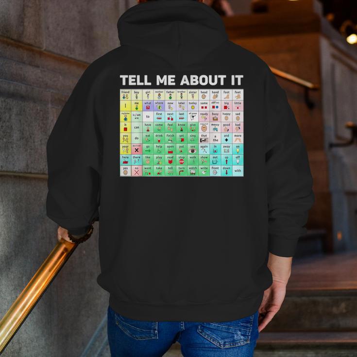 Tell Me About It Speech Language Pathology AAC Sped Teacher Men Zip Up Hoodie Back Print, funny gift Tell Me About It Speech Language Pathology AAC Sped Teacher Men Zip Up Hoodie Back Print, funny gift