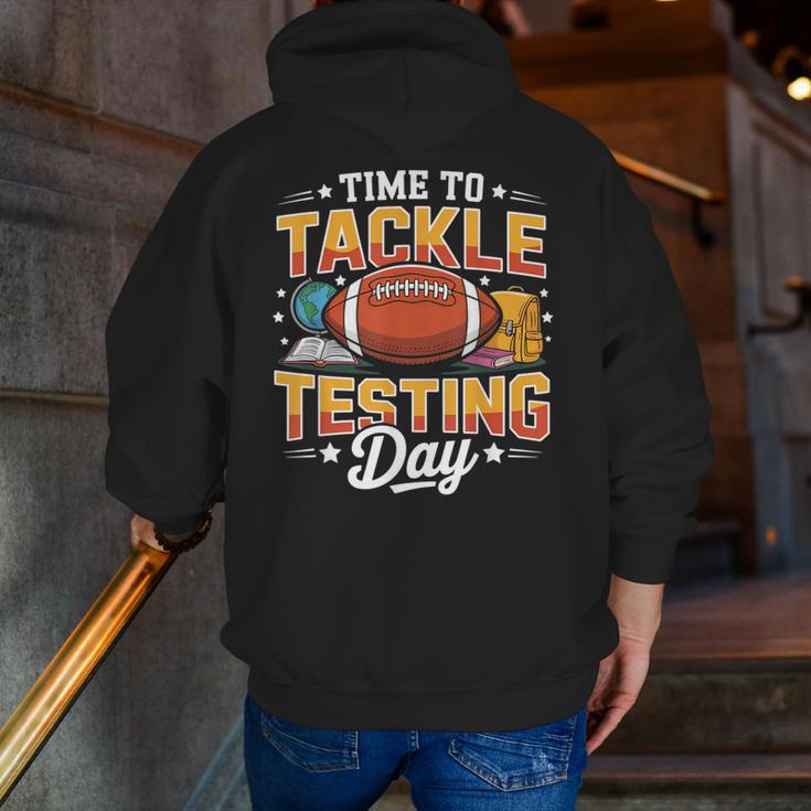 Test Day State Football Tackle Testing Day Sports Teacher Men Zip Up Hoodie Back Print, funny gift