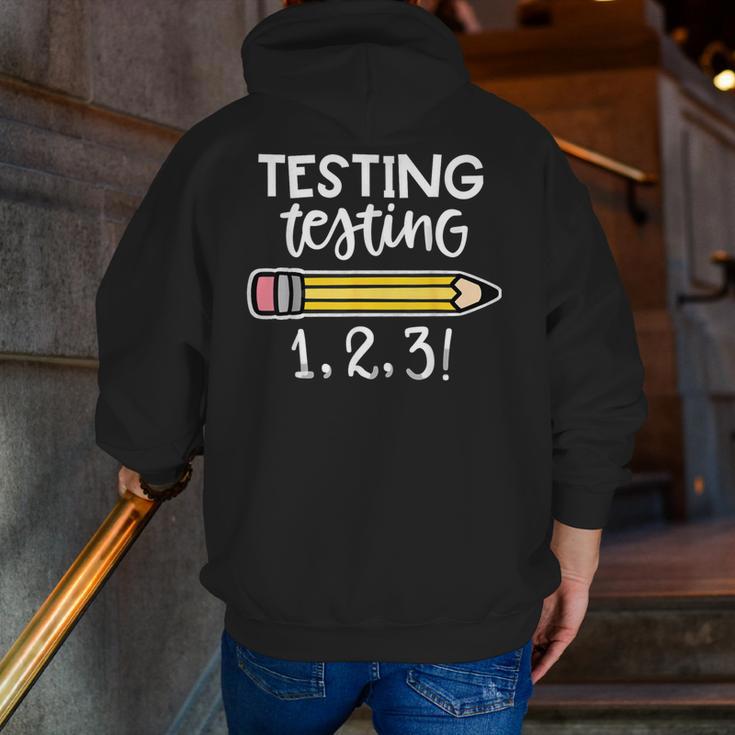 Testing Testing 123 Cute Test Day School Teacher Exam For Men Women Girls Kids Men Zip Up Hoodie Back Print, funny gift Testing Testing 123 Cute Test Day School Teacher Exam For Men Women Girls Kids Men Zip Up Hoodie Back Print, funny gift