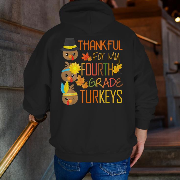 Thankful For My 4th Grade Turkey Thanksgiving Turkey Teacher Men Zip Up Hoodie Back Print, 4th Grade Teacher Hoodies, funny gift Thankful For My 4th Grade Turkey Thanksgiving Turkey Teacher Men Zip Up Hoodie Back Print, 4th Grade Teacher Hoodies, funny gift