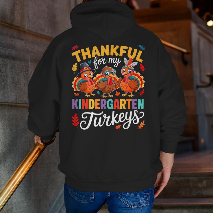 Thankful For My Kindergarten Turkeys Thanksgiving Teacher Men Zip Up Hoodie Back Print, funny gift