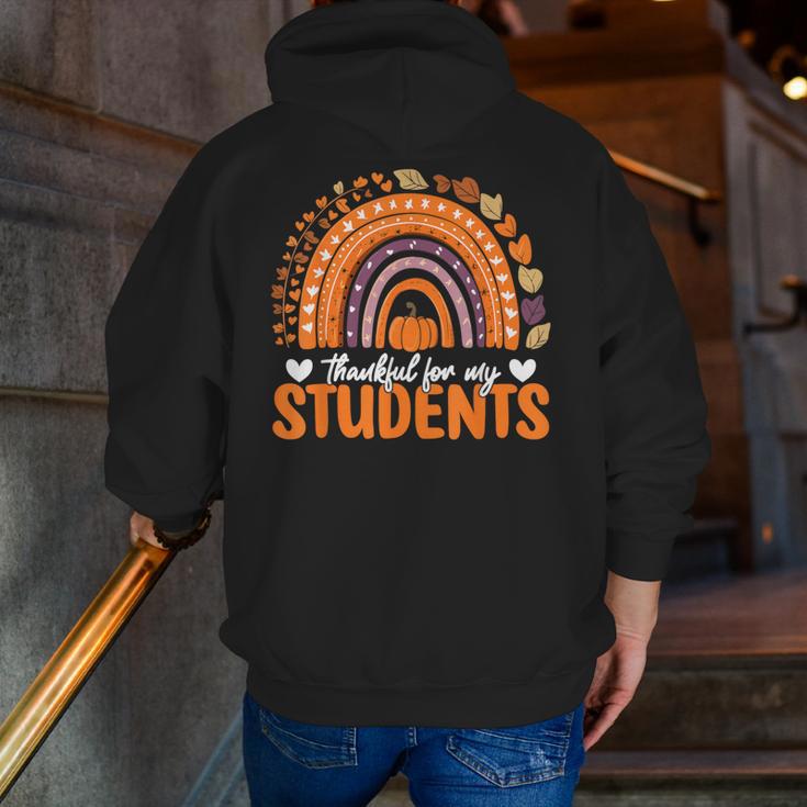 Thankful For My Students Teacher Thanksgiving School Fall Men Zip Up Hoodie Back Print, funny gift