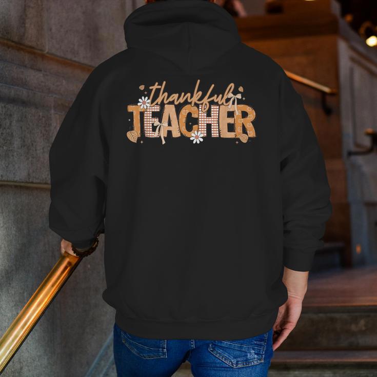 Thankful Teacher Autumn Fall Teacher Thanksgiving Youth Men Zip Up Hoodie Back Print, funny gift