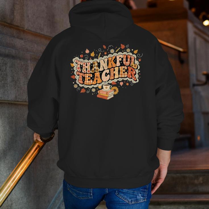 Thankful Teacher Shirts For Women Teach Thanksgiving Teacher Men Zip Up Hoodie Back Print, funny gift