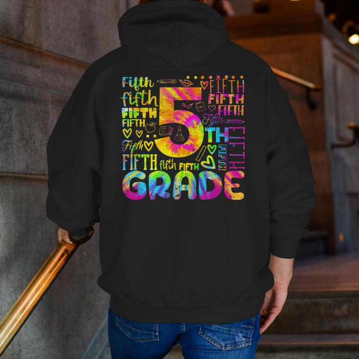 Tie Dye 5th Grade Typography Team Fifth Grade Teacher For Men Women Girls Kids Men Zip Up Hoodie Back Print, funny gift