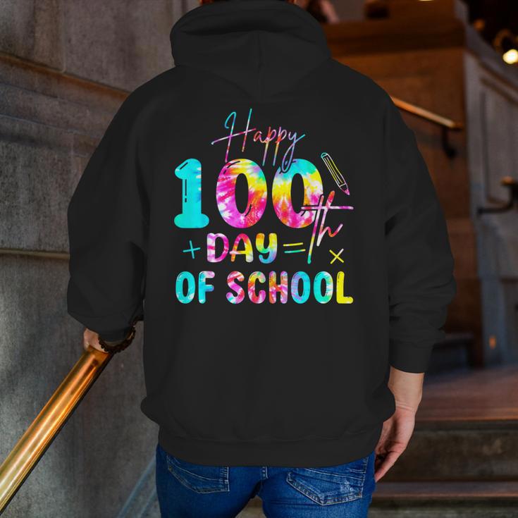 Tie Dye Happy 100th Day Of School Teacher Student 100 Days Men Zip Up Hoodie Back Print, funny gift