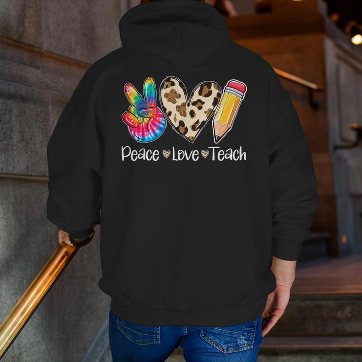 Tie Dye Hippie Peace Love Teach Teacher Appreciation Men Zip Up Hoodie Back Print, funny gift