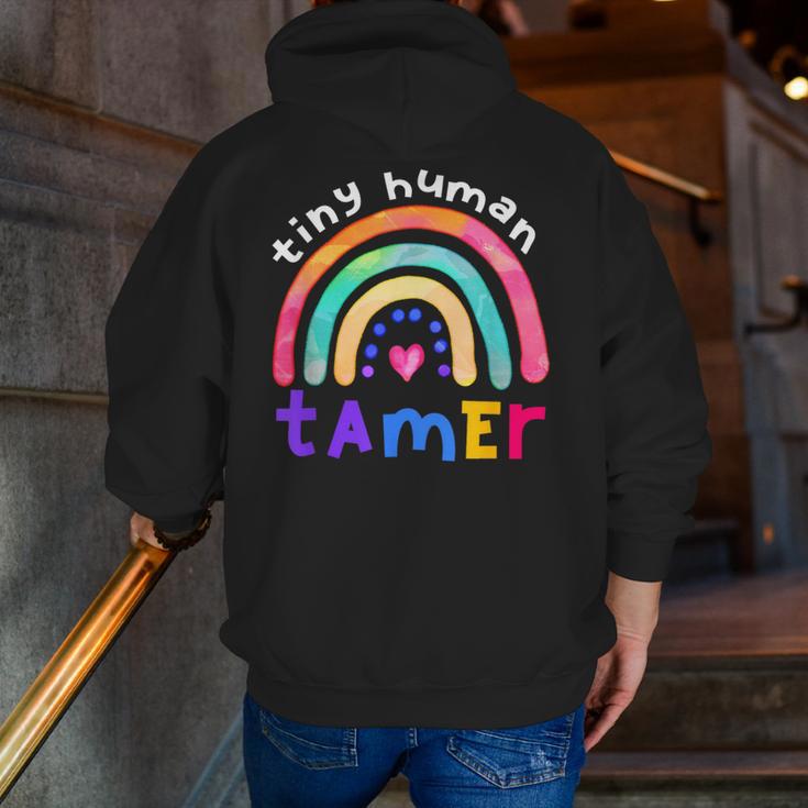 Tiny Human Tamer Watercolor Rainbow Daycare Teacher Men Zip Up Hoodie Back Print, funny gift Tiny Human Tamer Watercolor Rainbow Daycare Teacher Men Zip Up Hoodie Back Print, funny gift