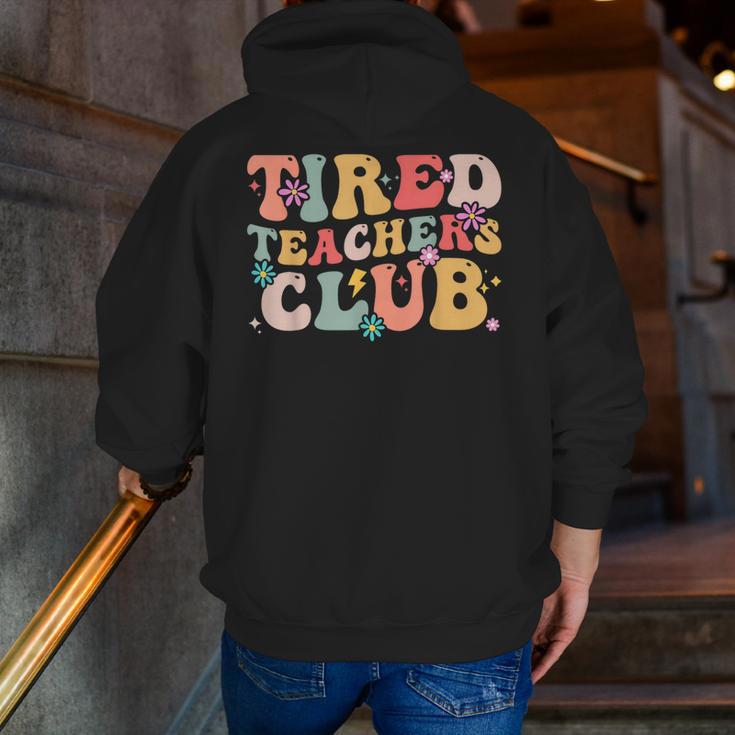 Tired Teachers Club Groovy Teachers Back To School Tee Men Zip Up Hoodie Back Print, funny gift