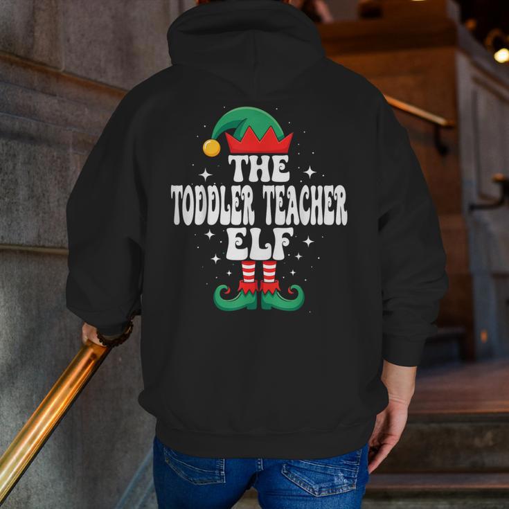 The Toddler Teacher Elf Christmas Matching Family Men Zip Up Hoodie Back Print, funny gift