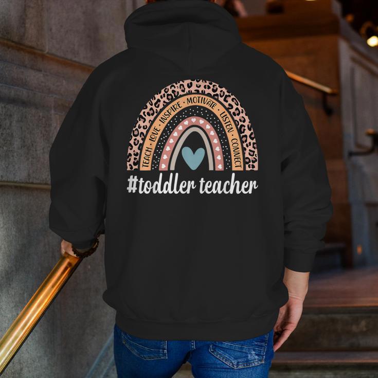 Toddler Teacher Rainbow Leopard Infant Teacher Men Women Men Zip Up Hoodie Back Print, funny gift