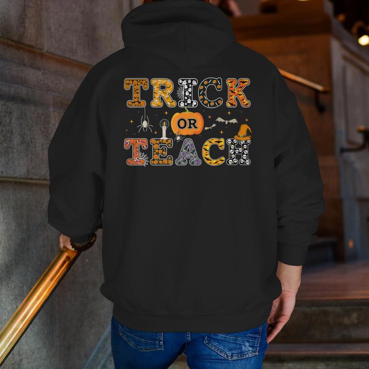 Trick Or Teach Funny School Teacher Halloween Costume Men Zip Up Hoodie Back Print, funny gift Trick Or Teach Funny School Teacher Halloween Costume Men Zip Up Hoodie Back Print, funny gift