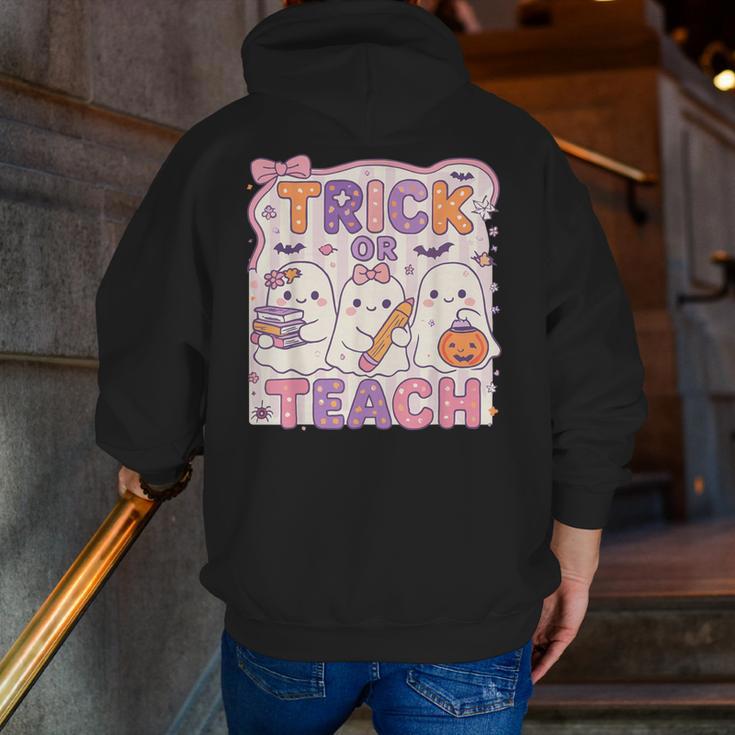 Trick Or Teach Retro Halloween Teacher Look Men Zip Up Hoodie Back Print, funny gift Trick Or Teach Retro Halloween Teacher Look Men Zip Up Hoodie Back Print, funny gift