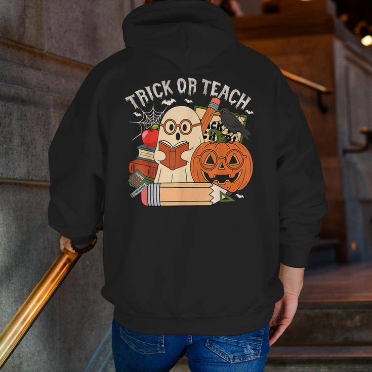 Trick Or Teach Retro Halloween Teacher Women Men Costume Men Zip Up Hoodie Back Print, funny gift Trick Or Teach Retro Halloween Teacher Women Men Costume Men Zip Up Hoodie Back Print, funny gift