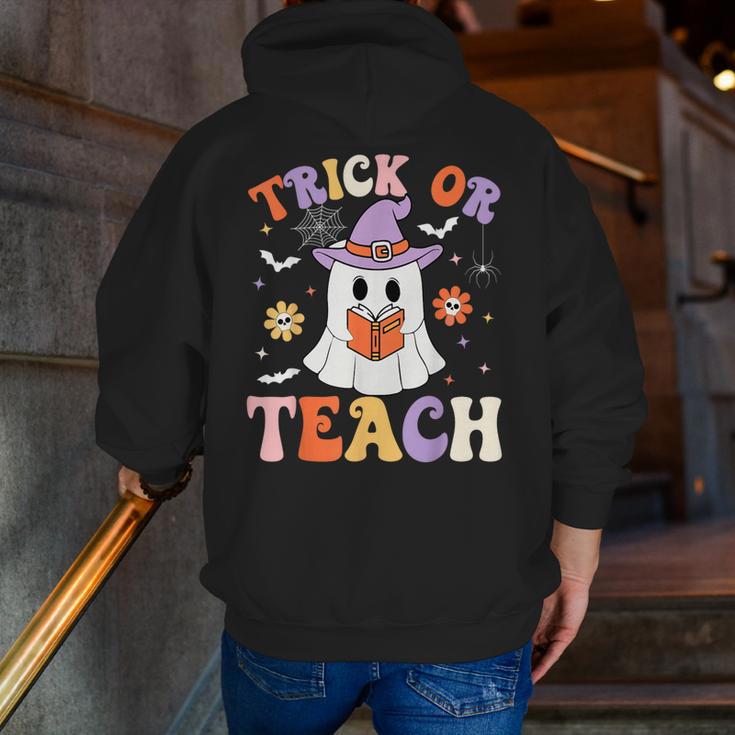 Trick Or Teach Teacher Groovy Ghost Halloween Teacher Men Zip Up Hoodie Back Print, Groovy Teacher Hoodies, funny gift Trick Or Teach Teacher Groovy Ghost Halloween Teacher Men Zip Up Hoodie Back Print, Groovy Teacher Hoodies, funny gift