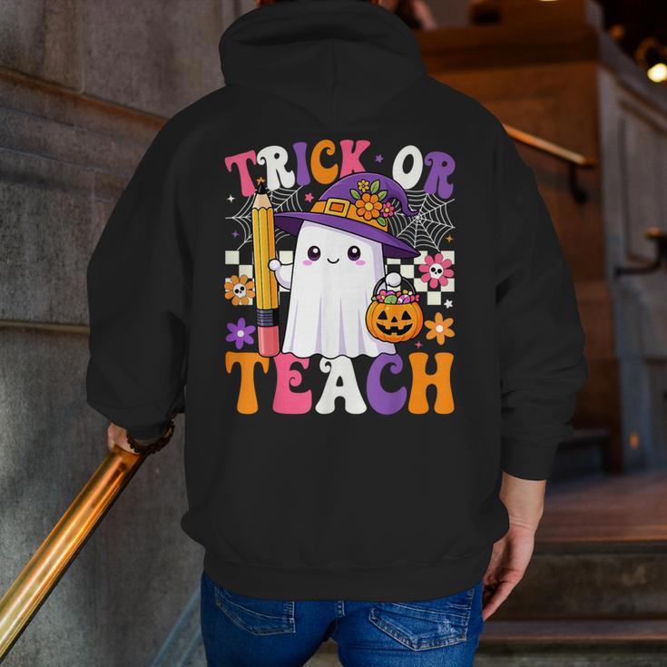 Trick Or Teach Teacher Pencil Ghost Halloween Teacher Men Zip Up Hoodie Back Print, funny gift Trick Or Teach Teacher Pencil Ghost Halloween Teacher Men Zip Up Hoodie Back Print, funny gift