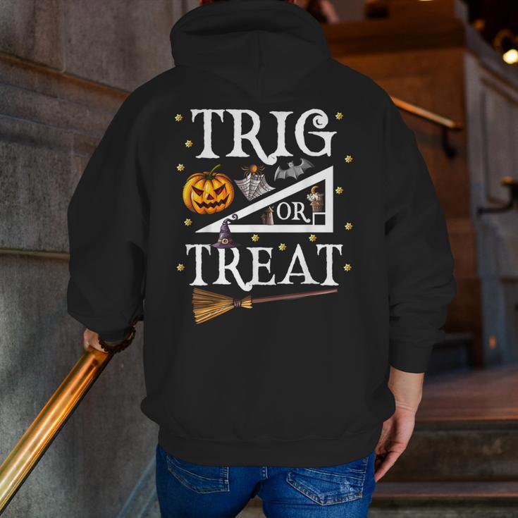 Trig Or Treat Shirt Halloween Math Teacher School College Men Women Kids Men Zip Up Hoodie Back Print, funny gift