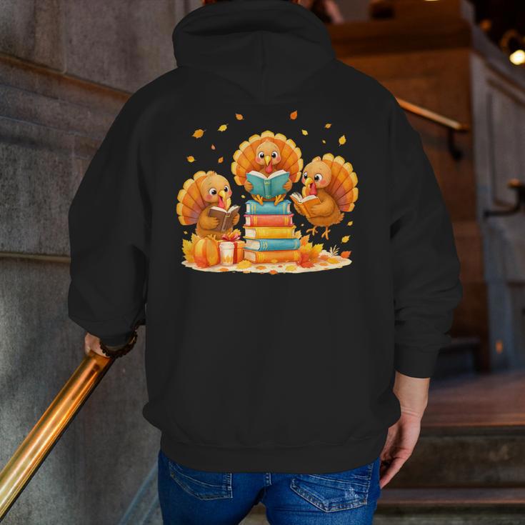 Turkey Read Books Reading Fall Thanksgiving Teacher Men Zip Up Hoodie Back Print, funny gift Turkey Read Books Reading Fall Thanksgiving Teacher Men Zip Up Hoodie Back Print, funny gift