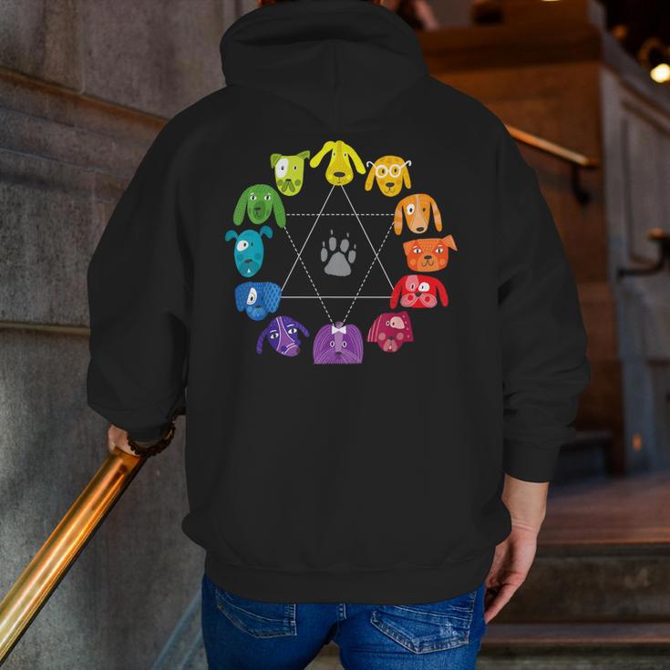 Unique For Artists By ADS Color Wheel Educational Art Teacher Dog Themed Artist Small Men Zip Up Hoodie Back Print, funny gift