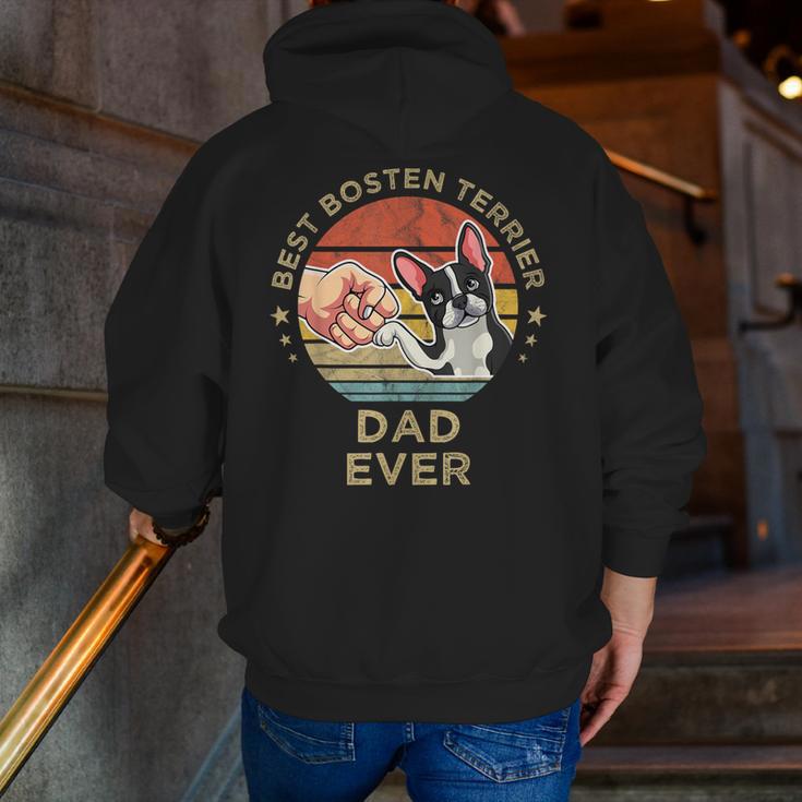Vintage Best Boston Terrier Dad Ever Dog Father Father's Day Men Girls Kids Men Zip Up Hoodie Back Print, Boston Terrier Dad Hoodies, funny gift