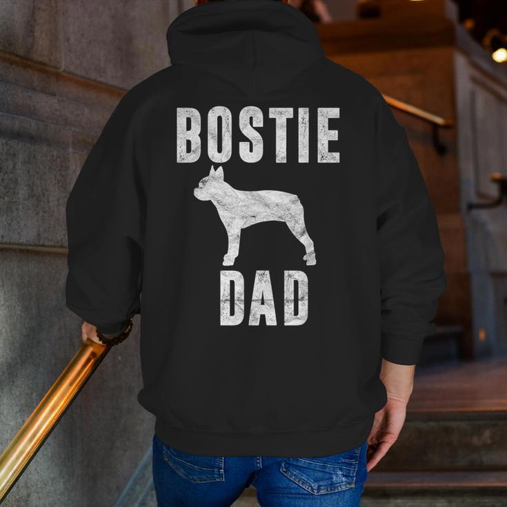 Vintage Boston Terrier Dad Dog Daddy Bostie Father Men Zip Up Hoodie Back Print, Boston Terrier Dad Hoodies, funny gift