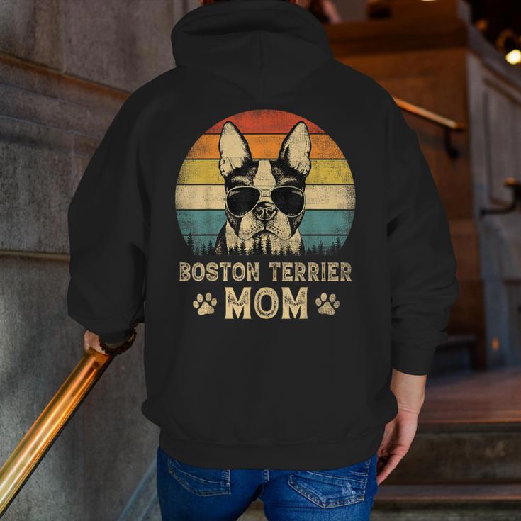 Vintage Boston Terrier Mom Dog Lovers Mother's Day Men Zip Up Hoodie Back Print, Boston Terrier Mom Hoodies, funny gift