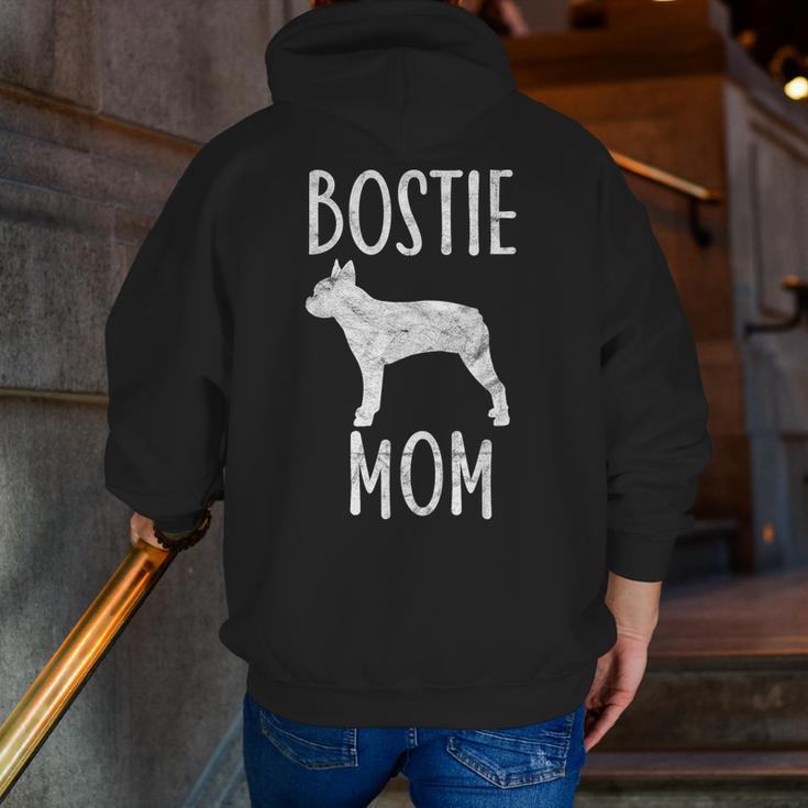 Vintage Boston Terrier Mom Dog Owner Bostie Mother Men Zip Up Hoodie Back Print, Boston Terrier Mom Hoodies, funny gift