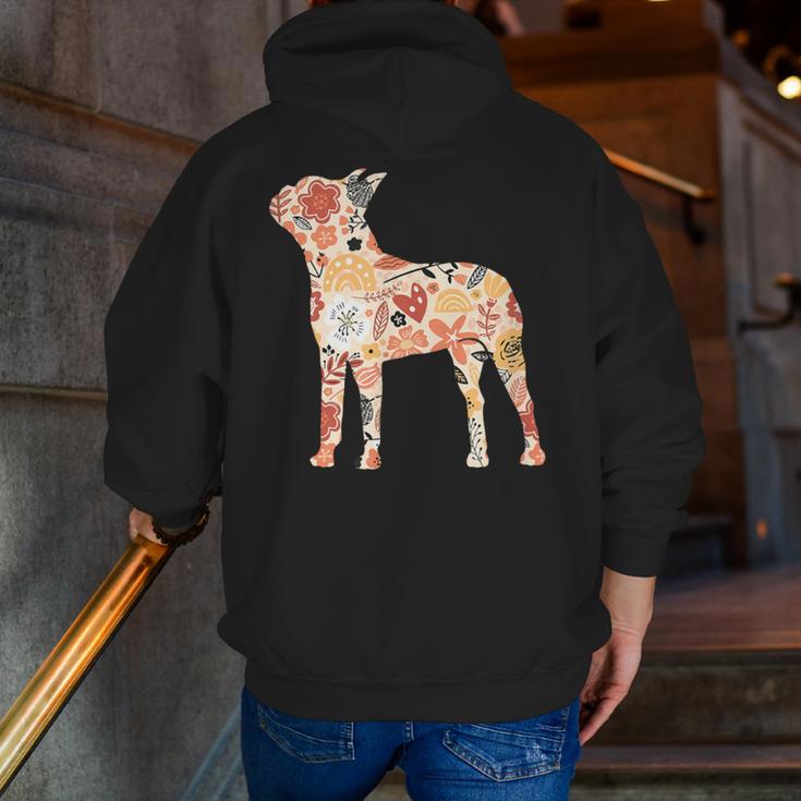 Vintage Floral Boston Terrier For Dog Lover Men Zip Up Hoodie Back Print, funny gift
